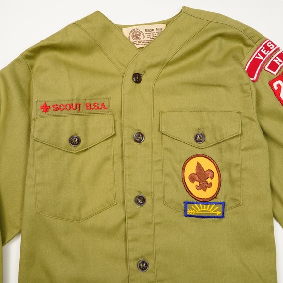 Vintage 70's Boy Scouts of America long sleeve Shirt size 12 Vestal NY - Picture 4 of 10